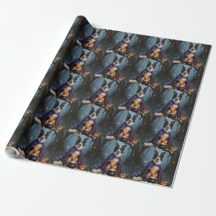 Australian Kelpie Dog Whimsical Halloween Painting Wrapping Paper