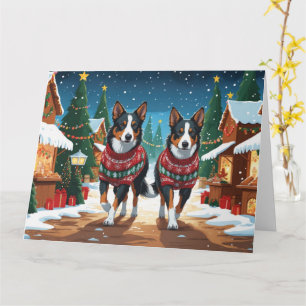 Australian Kelpie Dogs Christmas Snow Holiday Card