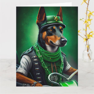 Australian Kelpie driving bike St. Patrick's Day Card