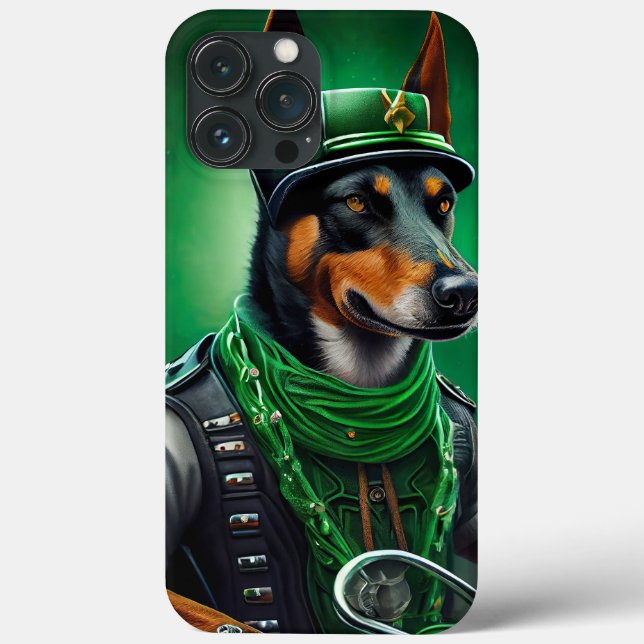 Australian Kelpie driving bike St. Patrick's Day Case-Mate iPhone Case (Back)