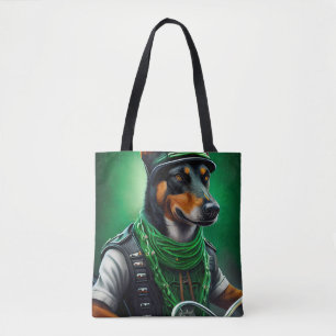 Australian Kelpie driving bike St. Patrick's Day Tote Bag