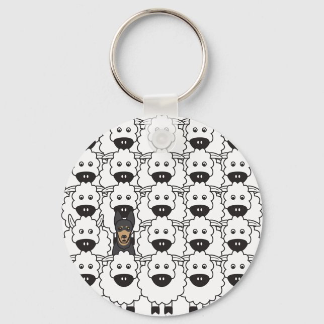 Australian Kelpie in the Sheep Key Ring (Front)