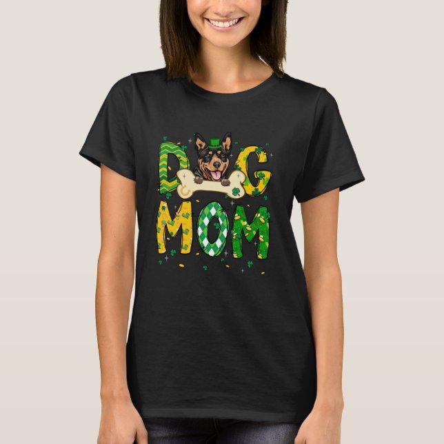 Australian Kelpie Mum Dog Mum Shamrock St Patrick  T-Shirt (Front)