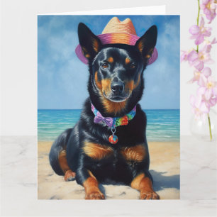 Australian Kelpie on Beach,dog lovers summer gift  Card