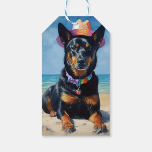 Australian Kelpie on Beach,dog lovers summer gift  Gift Tags