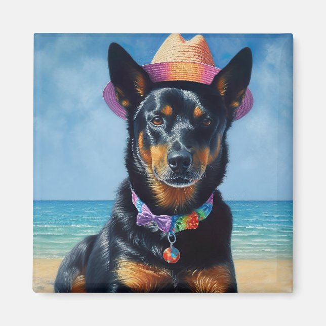 Australian Kelpie on Beach,dog lovers summer gift  Magnet (Front)