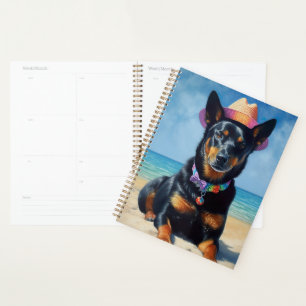 Australian Kelpie on Beach,dog lovers summer gift  Planner
