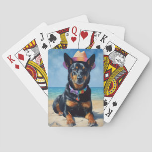 Australian Kelpie on Beach,dog lovers summer gift  Playing Cards