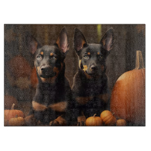 Australian Kelpie Puppy Autumn Delight Pumpkin Cutting Board