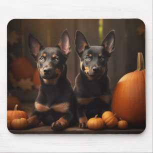 Australian Kelpie Puppy Autumn Delight Pumpkin Mouse Mat