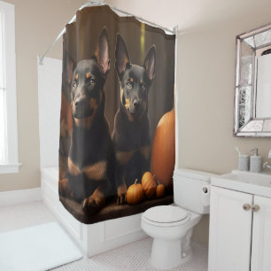 Australian Kelpie Puppy Autumn Delight Pumpkin Shower Curtain