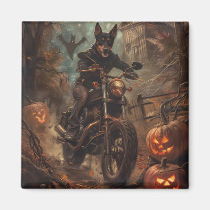 Australian Kelpie Riding Motorcycle Halloween  Magnet