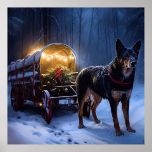 Australian Kelpie Snowy Sleigh Christmas Decor 