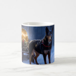 Australian Kelpie Snowy Sleigh Christmas Decor  Coffee Mug