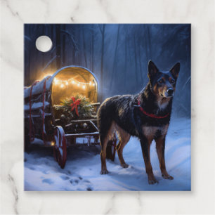 Australian Kelpie Snowy Sleigh Christmas Decor Favour Tags