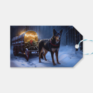 Australian Kelpie Snowy Sleigh Christmas Decor Gift Tags