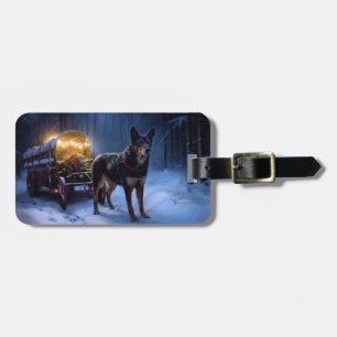 Australian Kelpie Snowy Sleigh Christmas Decor Luggage Tag
