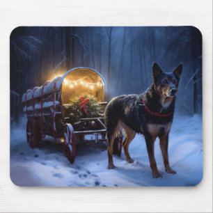 Australian Kelpie Snowy Sleigh Christmas Decor Mouse Mat