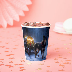 Australian Kelpie Snowy Sleigh Christmas Decor Paper Cups