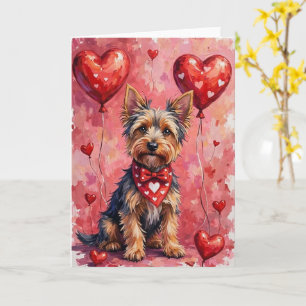 Australian Kelpie Valentine’s Day Dog with Hearts Card