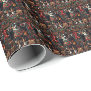 Australian Kelpie with Christmas Gifts Fireplace Wrapping Paper
