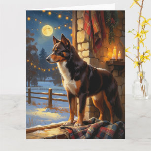 Australian Kelpie With Christmas Lights Holiday Card