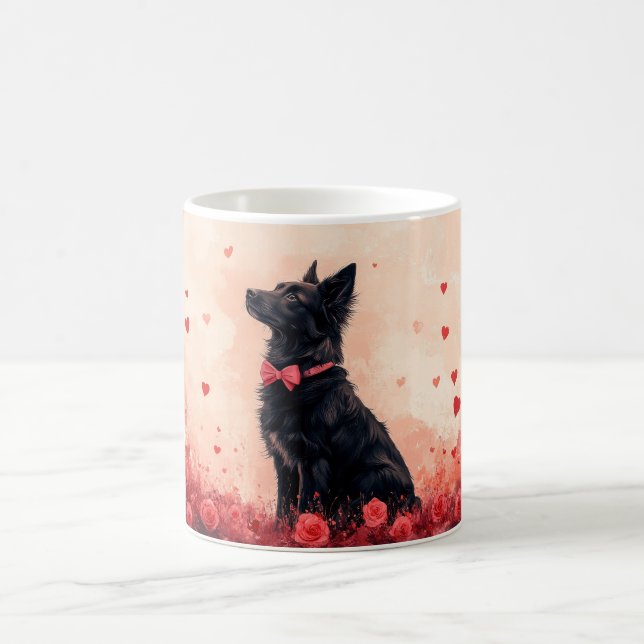 Australian Kelpie with Roses - Valentine's Day Coffee Mug (Center)