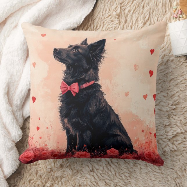 Australian Kelpie with Roses - Valentine's Day Cushion (Blanket)