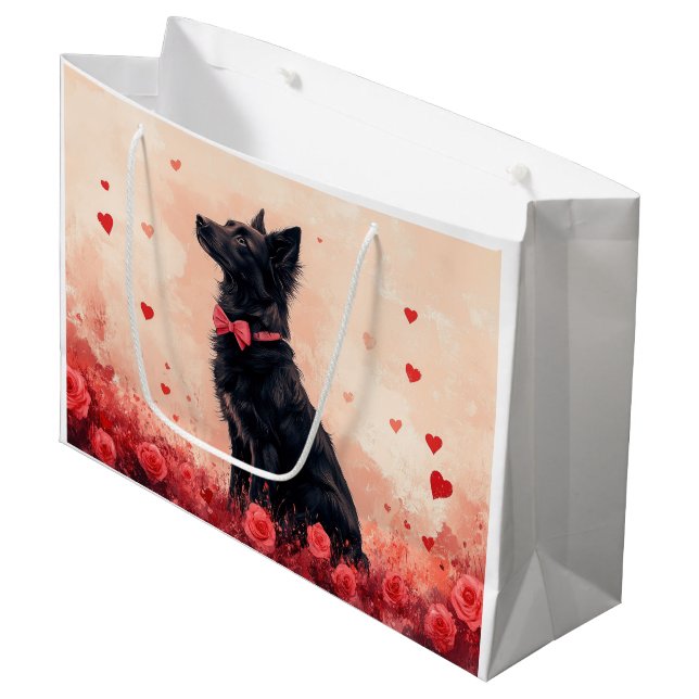 Australian Kelpie with Roses - Valentine's Day Large Gift Bag (Front Angled)