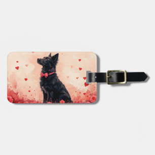 Australian Kelpie with Roses - Valentine's Day Luggage Tag