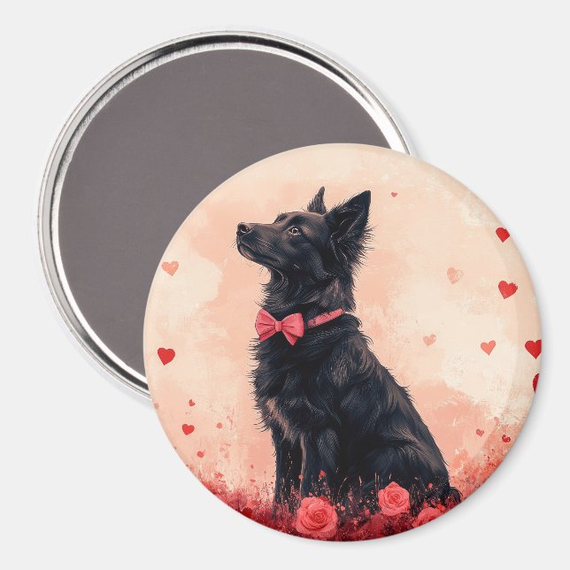 Australian Kelpie with Roses - Valentine's Day Magnet (Front/Back)