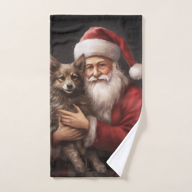 Australian Kelpie with Santa Claus Christmas Bath Towel Set (Hand Towel)
