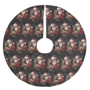 Australian Kelpie with Santa Claus Christmas Brushed Polyester Tree Skirt