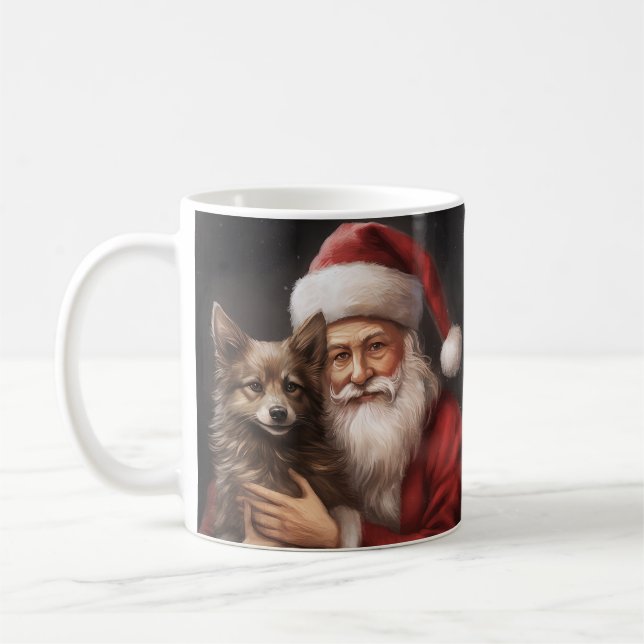 Australian Kelpie with Santa Claus Christmas Coffee Mug (Left)
