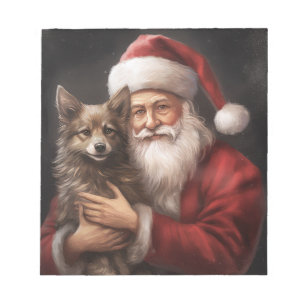 Australian Kelpie with Santa Claus Christmas Notepad