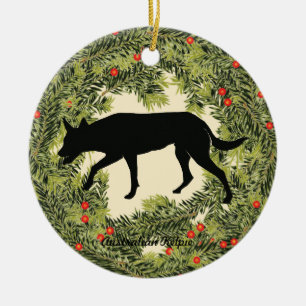 Australian Kelpie Wreath Ceramic Tree Decoration