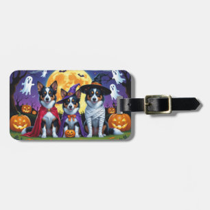 Australian Kelpies Dogs Pumpkin Halloween Funny Luggage Tag
