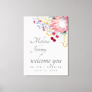 Australian King Protea Wedding Welcome Canvas Prin
