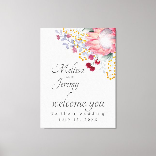 Australian King Protea Wedding Welcome Canvas Prin (Front)