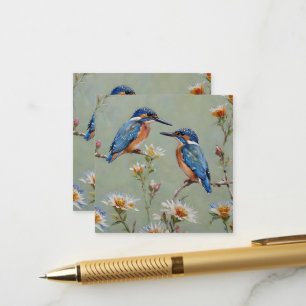 Australian Kingfisher Birds And Flowers Oil Paint, Enclosure Card