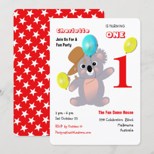Australian Koala Bear Cute Graphic Invitation