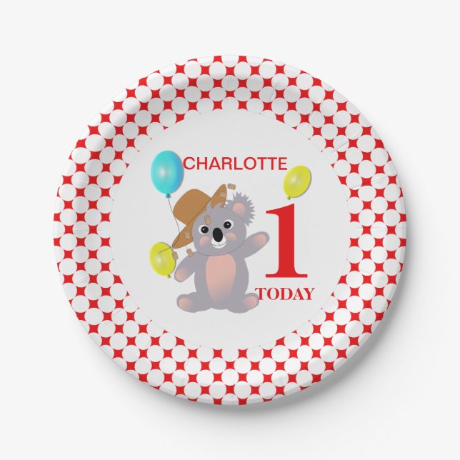 Australian Koala Bear Cute Graphic Paper Plate (Front)