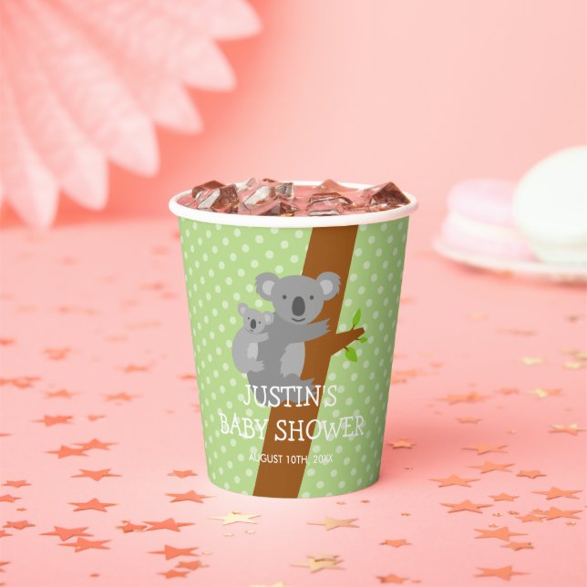 Australian koala bear polkadotted baby shower cups (Insitu)