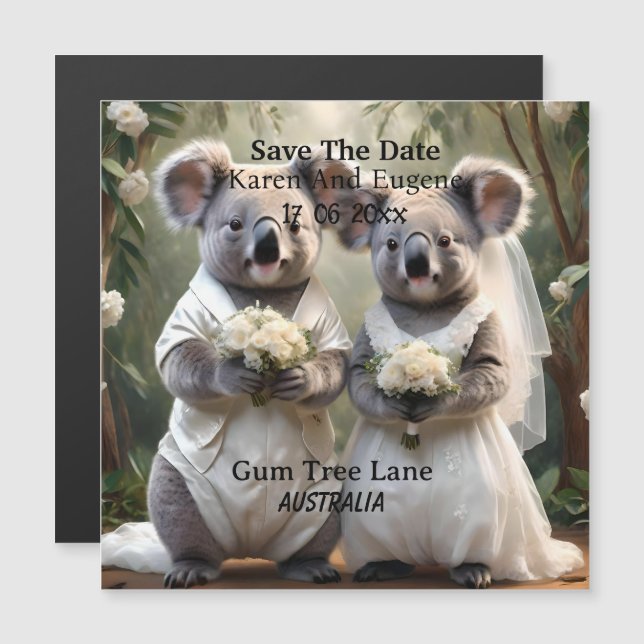 Australian Koala Bear White Wedding, (Front/Back)