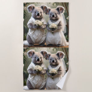 Australian Koala Bear White Wedding, Beach Towel