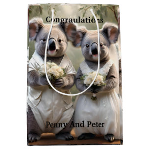 Australian Koala Bear White Wedding, Medium Gift Bag