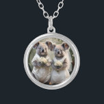 Australian Koala Bear White Wedding, Silver Plated Necklace<br><div class="desc">Pictured Are Two Adorable Koala Bears Tying The Knot In Full Bridal Outfits.</div>
