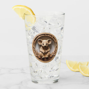 Australian Koala Bear Wood Carving, Glass