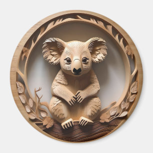 Australian Koala Bear Wood Carving, Magnet