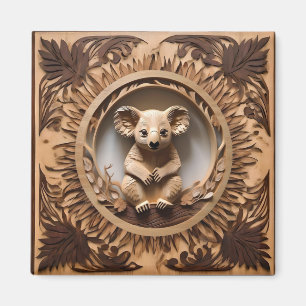 Australian Koala Bear Wood Carving, Magnet